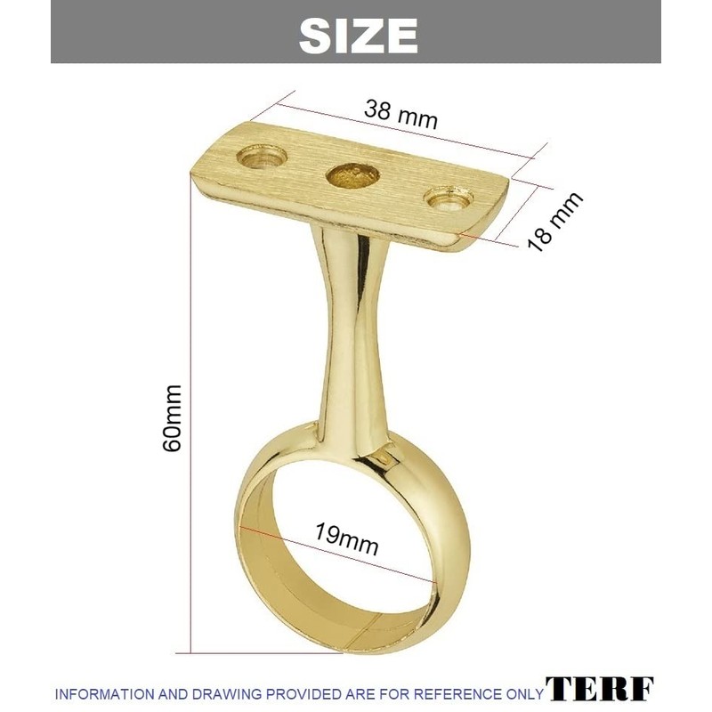 TERF® Polished Brass Ceiling-Mount Bracket for Up to 19mm Diameter