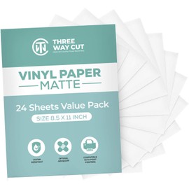 Printable Vinyl Sticker Papers Matte for Inkjet & Laser Printer 24 Sheets White, Decal Paper Tear & Scratch Resistant Quick Ink Dry, Sticker Papers for Making Labels & Crafts