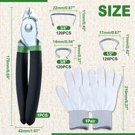 SPEEDWOX 362pcs Hog Ring Pliers Kit Hog Ring Pliers Angled Hog Rings with Straight Hog Ring Pliers Kit 360pcs 3/8" 1/2" 3/4" Hog Rings with Plier and Gloves for Animal Pet Cages、Ropes、Bagging、Railing