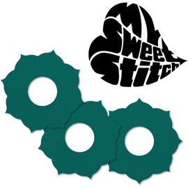MySweetStitch - 10 x Freestyle Libre 3 Plasters Mandala, Outer Diameter 65 mm, Inner Diameter 6 mm, Skin-Friendly, Waterproof, Breathable, Made in Germany, Petrol