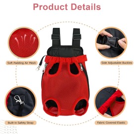 Dog Backpack for 3.5-6.5 kg, Adjustable Puppy Pet Backpack Dog Carry Bag, Camping and Travel, Shoulder Bag for Small and Medium Dogs, Cats, Rabbits (Pink, L)