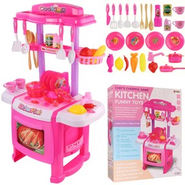 Play Kitchen Set for Kids Kitchen Playset Pretend Toys Food with Real Lights Sounds for Kitchen Cooking Playset, Kids Kitchen Playset for Toddlers Girls Boys Great Gift