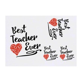 Azeeda 4 x 'Bester Lehrer aller Zeiten mit rotem Herzen' Temporäre Tattoos - Wasserfest, Hautfreundlich & Ungiftig · Transfers in Verschiedenen Größen (TO00074018)