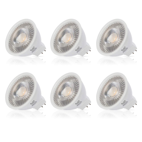 Simba Lighting LED MR16 5W 12V Light Bulb (6 Pack) 35W to 50W Halogen Spotlight Replacement for Landscape, Accent, Track Lights, Desk Lamps, FWM C EXN, GU5.3 Bipin Base, 5000K Daylight, Not Dimmable