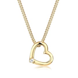 Elli Diamonds Women's Necklace Heart Love Delicate Diamond (0.015 ct.) in 925 Sterling Silver, Sterling Silver, Diamond