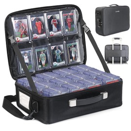 Luxtude Trading Card Storage Box w/Adjustable Dividers, Card Carrying Case