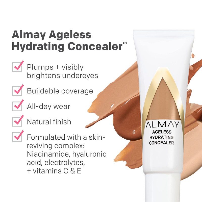 Almay Anti-Aging Concealer, Face Makeup with Hyaluronic Acid, Niacinamide, Vitamin