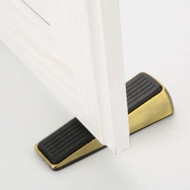 2 PCS Door Stopper Wedge, Heavy Duty Door Rubber Stopper Zinc Alloy Metal Wedge Non Slip Hardware Doorstops for House, Room, Shop, Indoor Door (Brushed Gold)