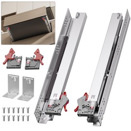 SIGOEI 15 Inch Bottom Mount Soft Close Drawer Slides Full Extension Concealed Rails Track 80 lb Load Capacity 1 Pair (1 Pair, 15 Inch)