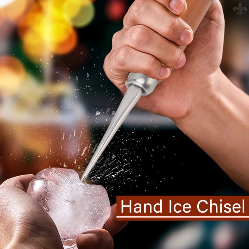 304 Stainless Steel Ice Chisel Wooden Handle Ice Chipper Hand