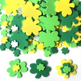 160Pcs St. Patrick's Day Shamrock Foam Stickers Self Adhesive Irish Clover Foam Decals for Crafts Decor DIY Greeting Cards Home Decoration