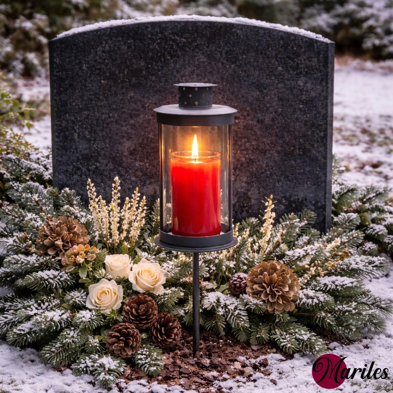 Mariles Lantern on Pole Ground Spike Handle for Standing Weatherproof