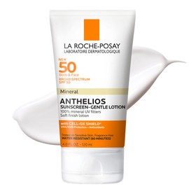 La Roche-Posay Anthelios Mineral Sunscreen SPF 50 Gentle Lotion, Broad Spectrum SPF + Antioxidants, Face & Body Sunscreen, Titanium Dioxide & Zinc Oxide, Oxybenzone Free, Oil Free