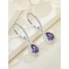 JIWOY Pear Shape Gemstone Earrings Sterling Silver Women's Dangle Earrings