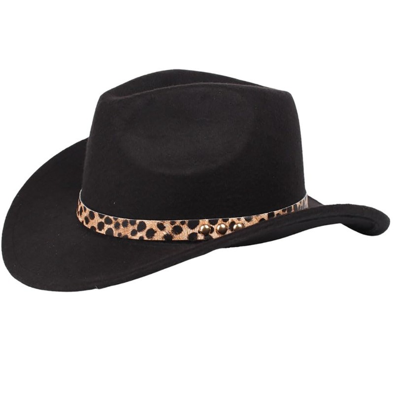 Generic PU Leather Hat Band for Cowboy Hat Stylish Leopard