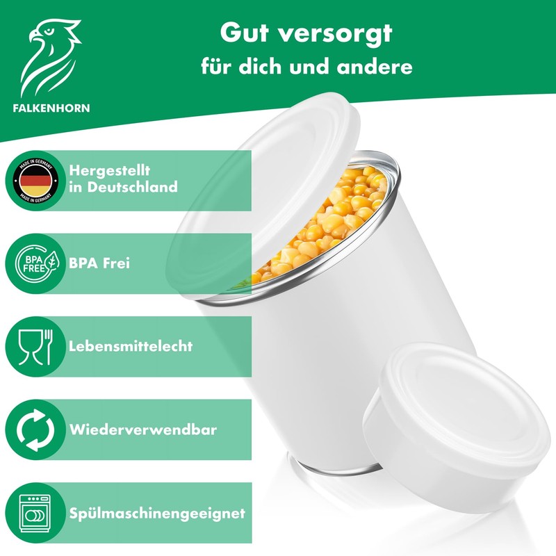 FALKENHORN White Can Lids - 2 x Plastic Lids Diameter
