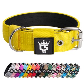 TSPRO Tactical Dog Collar, 3.3 cm Wide, Military Quality, Strong Dog Collar, Thick Dog Collar, Robust Metal Buckle, Dog Collar Yellow-S (Yellow-S)
