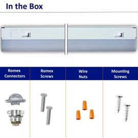 LED Under Cabinet Lighting - Hardwired 12" Inch, 2 Colors Soft White (3000K) or Cool White (4000K), Dimmable, CRI>90, Metal Hard Wired Light, 12in