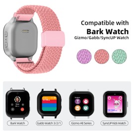 SimpleThings Braided Bands Compatible with Bark Watch, 2Pack Solo Loop Stretchy Watch Bands with Adjustable Easy Buckle for Kids Boys Girls