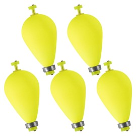 Dr.Fish 5 Pack Weighted Fishing Bobbers Snap-on Spring Bobbers Push Button Floats EVA Foam Pear Shape Bass Freshwater Fishing for Crappie Panfish Bluegill Trout 1.6" Fluorescent Yellow