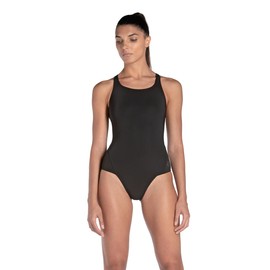ARENA Feel Women's Mesh Panels Power Back Swimsuit Supportive Straps Stretchy One-Piece Stylish Suit, Black, US Size 34