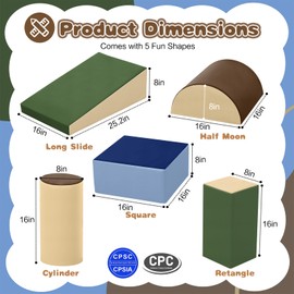 JungleDove Kids Climbing Foam Blocks: 5-Piece Soft PU Leather Building Blocks for Toddlers - Baby Activity Center Play Gym for Kids - Safe Play Structure Toddler Climbing Toys Indoor (Earthtone)