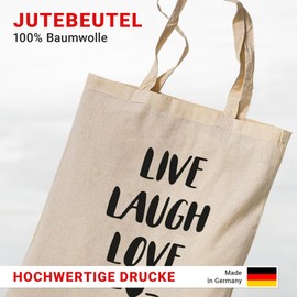 tradercat Jute bag printed vintage, funny saying, fabric bag printed for shopping, jute bag aesthetic as a fashionable accessory jute bag saying, 100% cotton, Live Laugh Love