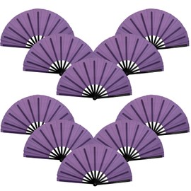 QIRMIZI 10PCS Large Folding Hand Rave Fan - Popping Fan Clacking Fans for Chinese Kung Fu, Tai Chi, Dance, Music Festivals,Carnivals, Weddings, EDM Events, Parties & Decorations,Purple