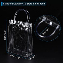 PATIKIL 10 Pack Clear PVC Gift Bags, 9.8" x 7.9" x 2.8" Reusable Mini Transparent Plastic Gift Wrap Tote Bag with Handles for Shopping Party Wedding