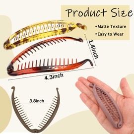Hapdoo 8pcs Banana Clip Hair Clips, Hair Ponytail Holder Banana Clips for Women Meduim Thin Hair, Vintage Retro Hair Acessories Colorful