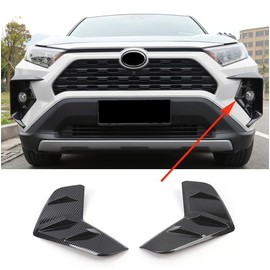 JIEOSDIN Car Accessories Exterior Front Fog Light Lamp Cover Bezel Trims (Carbon Fiber Style) Fit For Toyota New RAV4 2019 2020 2021 2022 2023 2024 2025 ABS 2 PCS