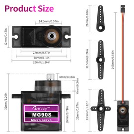 5 Pack Mg90s Servo Motor 9g Micro Servos Kits Metal Gear for DIY Smart Robot Toys RC Toy Car Model Helicopter RC Boat