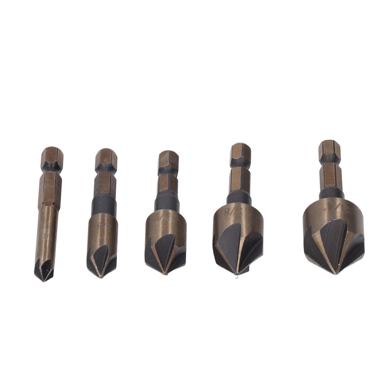 5 Pcs Countersink Drill Bit 1/4in 3/8in 1/2in 5/8in 3/4in
