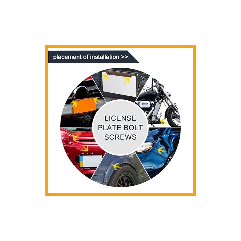 Partuto 4Pcs Black Aluminum Alloy Decorative License Plate Bolt Screw