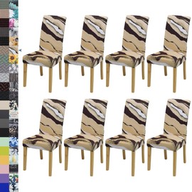 BIETYONE Dining Chair Cover,Dining Room Chair Covers Set of 8,Stretch Kitchen Chair Cover,Washable Dining Chair Cover,Parsons Chair Slipcovers Protective,for Home,Restaurant,Banquet(Quicksand)