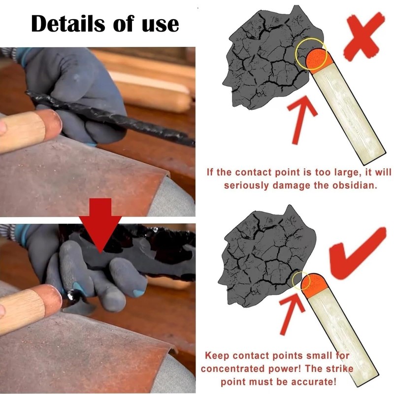 Flint Knapping Tools Kit Obsidian Crafting Tool, Dragon Crystal Stone