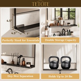 TETOTE Gold Large Bathroom Mirror, 48x32 Inch Rounded Rectangle Mirror for Wall, Gold Bathroom Vanity Mirror, Bathroom Mirror for Farmhouse, Living Room, Bedroom