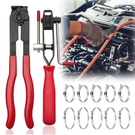 WANDGU Axle Boot Tool Clamps: 12 Pieces Hose Clamps Set, 2 Axle Boot Clamp Pliers with 10 Axle Boot Clamps, Ear Clamp Pliers Crimping Bands for Cars Crimper Tool Kit