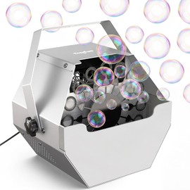 Theefun Bubble Machine: 750ML Metal Automatic Bubble Maker, Portable Professional Bubble Blower Operated by Plug-in Bubble Machine for Parties Weddings Indoor and Outdoor Use, Silver-Gray
