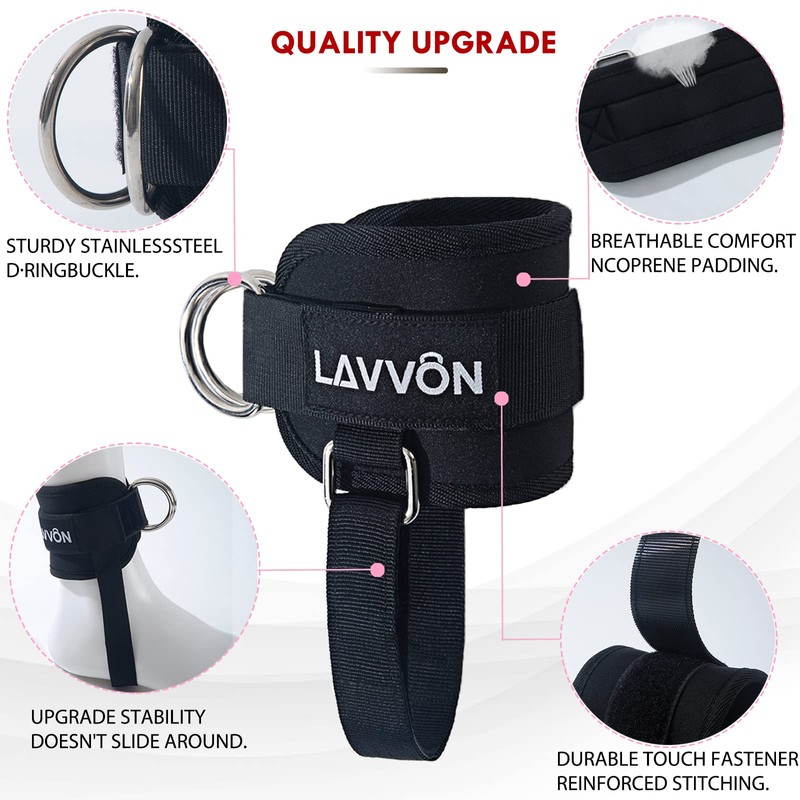 Ankle Straps for Cable Machines Kickbacks - Adjustable Comfort Ankle