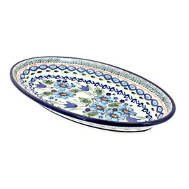 Blue Rose Polish Pottery Nature Small Oval Platter