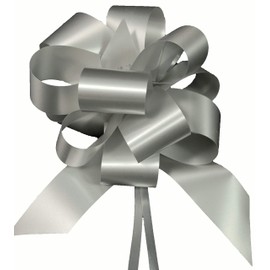 Bolis Decorative Bows Ideal for Weddings, Christenings, Communions, Colour: White, Ribbon Width: 3 cm, Box Contents: 50 Pieces Silver/Black