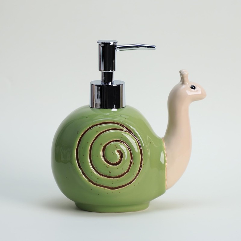 Colias Wing Ceramic Retro Snail Shape Soap Dispenser with Plastic