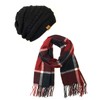 Wrapables Plaid Print Long Winter Warm Scarf and Beanie Hat