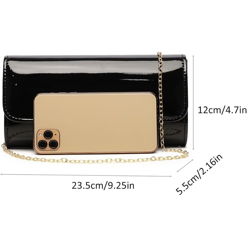 Patent Leather Envelope Clutch for Women Stylish Evening Handbag with