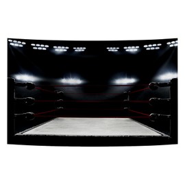5X3FT Fabric Boxing Ring Backdrop Spectator and Stadium Light Background Birthday Party Baby Shower Decoration Banner Portrait Photography Washable Backdrop
