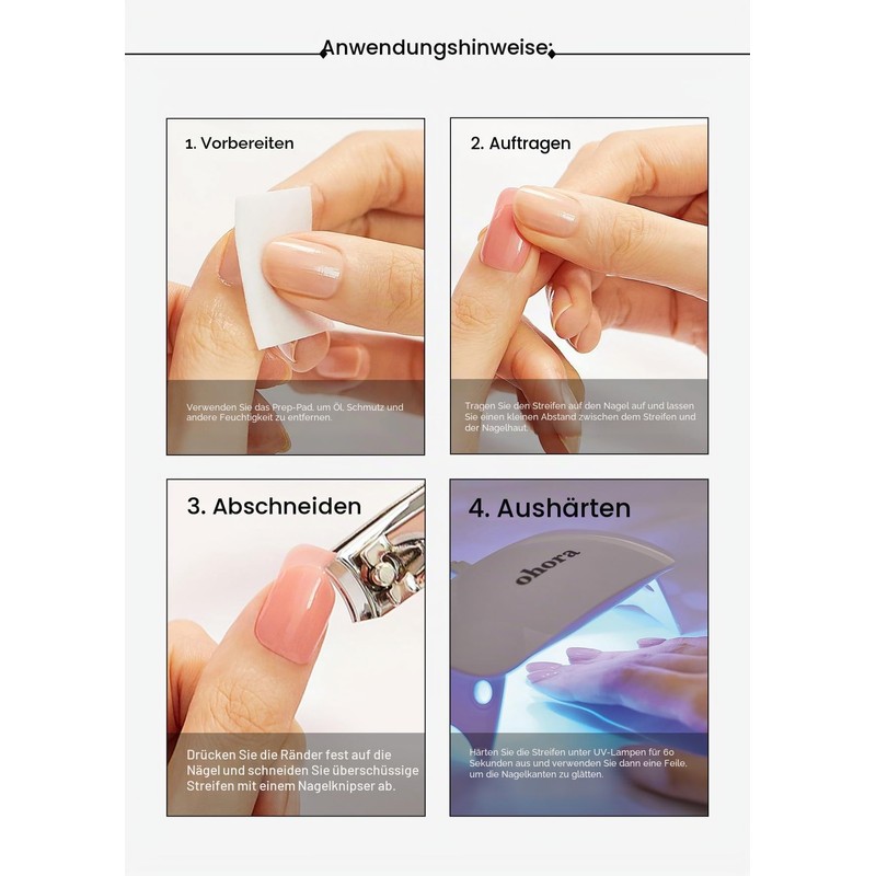 ohora (N Mulberry) Semi-Cured Gel Nail Strips - Works with