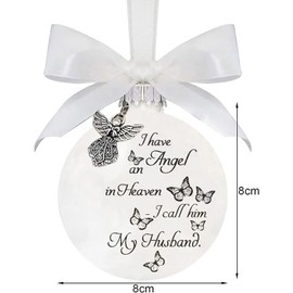 BTORER Clear Feather Ball Angel Memorial Ornament, Christmas Tree Ball Ornaments I Have an Angel in Heaven 2024 Ornament, Family Memorial Loss of Loved One Hanging Pendant Xmas Tree Décor