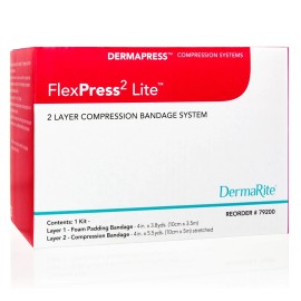 FlexPress2 Lite Self-adherent Closure 2 Layer Compression Bandage System, 4 Inch