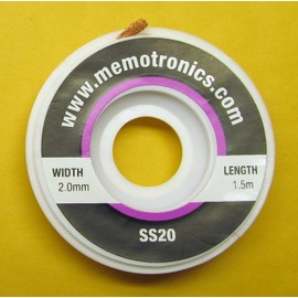 Solder Wick 1.5m Desolder Wire Copper Braid 2mm Wide, with Flux, 5ft Approx